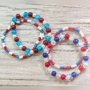 Patriotic Beaded Bracelets Set Of 4